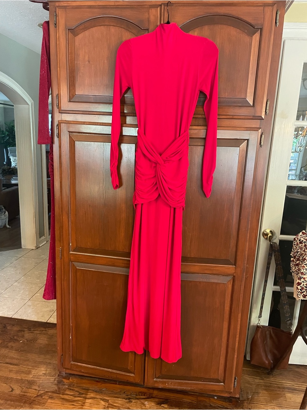 Club L London Hot Pink Long-Sleeve Twist-Front Maxi Dress
